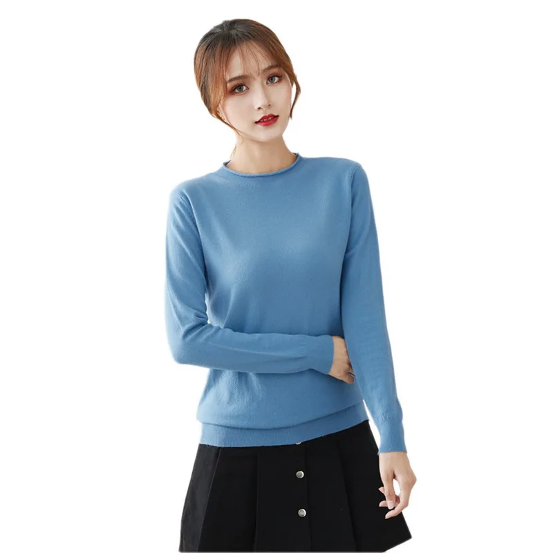 

Женский свитер с высоким воротником, однотонный Повседневный пуловер в Корейском стиле, элегантный базовый свитер, Осень-зима 2021