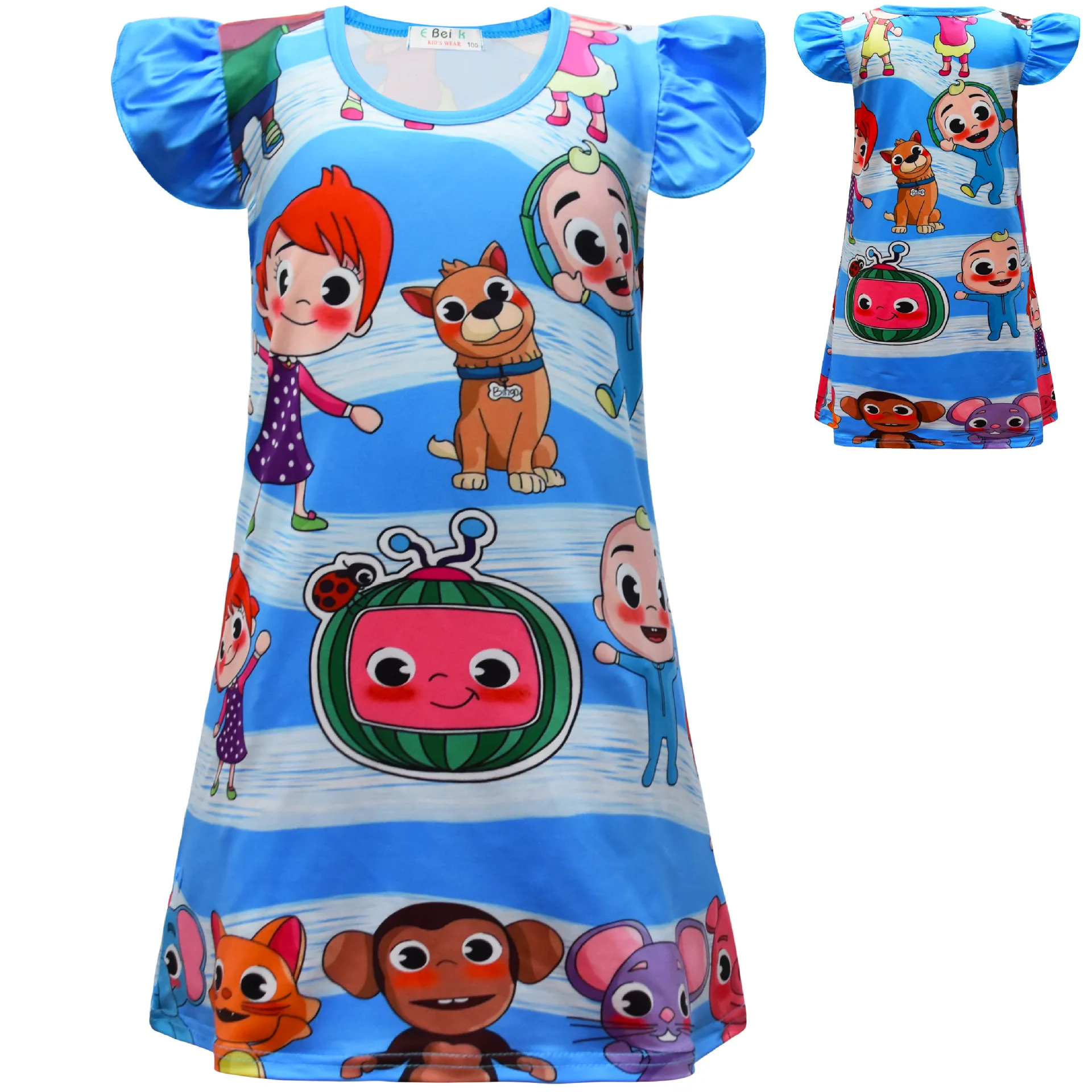 

JJ Coco Melon Kids Dress Dresses up for Girls Pijamas Shirt Tops Short Sleeve Cloth Clothes Clothing Casual Birthday XMAS Gifts