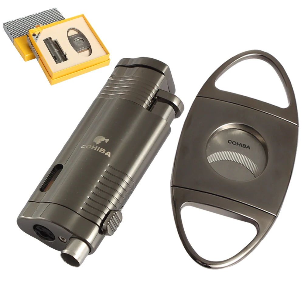 Ветрозащитная Зажигалка COHIBA Power 3 Jet набор резаков для сигар металлические