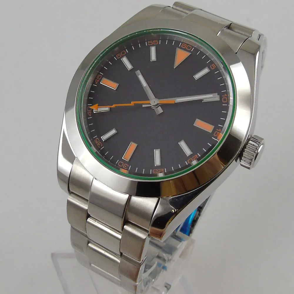 

40MM Sterile Dial Sapphire Glass Polished Bezel Seeing Case Back MIYOTA 8215 Automatic Men's Wristwatch