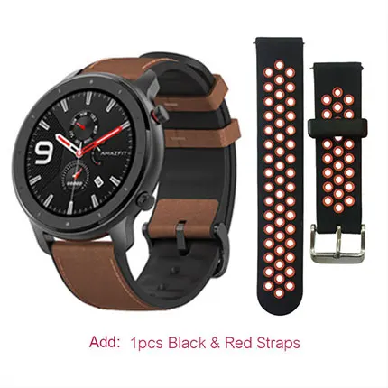 Alloy add blackred Глобальная версия Amazfit GTR 47 мм Huami Смарт-часы 5ATM водонепроницаемые 24 дня батарея gps управление музыкой Поддержка Android IOS - Цвет: Alloy add blackred