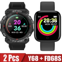 Смарт-часы Y68 FD68S для мужчин и женщин, спортивные Bluetooth-часы с шагомером, для Android, Ios, Xiaomi, 2 шт.