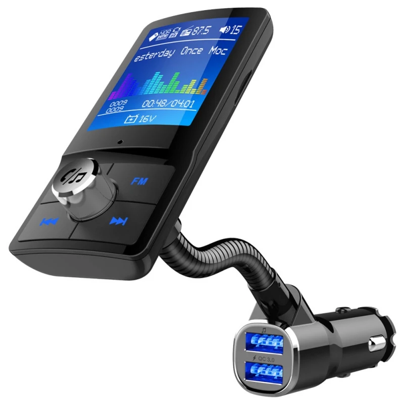 Aux usb bluetooth fm-передатчик модулятор цветной экран MP3 беспроводной Bluetooth громкой связи автомобильный комплект с QC3.0 двойное зарядное устройство usb