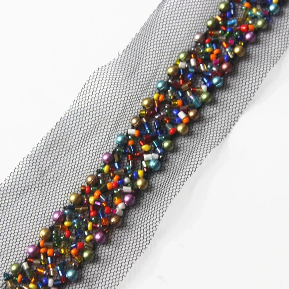 1yard Braided Beaded Sequin Rivets Trim Rhinestones Lace Ribbon Applique Decorated Bridal Dress Sewing Accessories T1555 | Дом и сад
