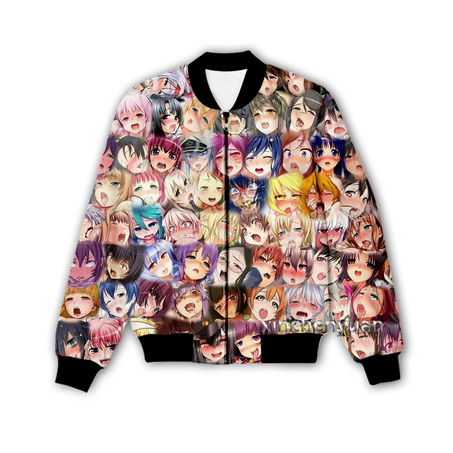 Новая Мужская/Женская Повседневная куртка xinchenyuan Ahegao с 3D принтом аниме модная