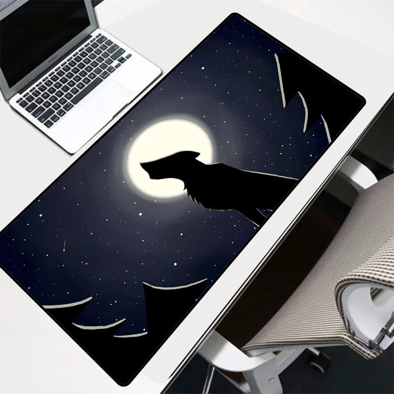 

Wolf Night Stars RGB Mousepad Anime Cartoon Girl Pattern Colorful Large Mouse Pad L XL XXL Waterproof Durable Desktop Mice Mats