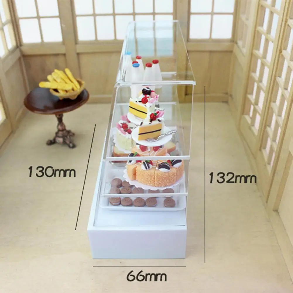 

Miniature Dollhouse Toy Sliding Door Snack Cake Cabinet Model DIY Play Gift Miniature Dollhouse Toy