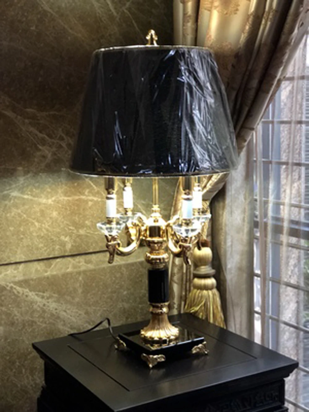 European style living room table lamp black white bedside lights height 78cm