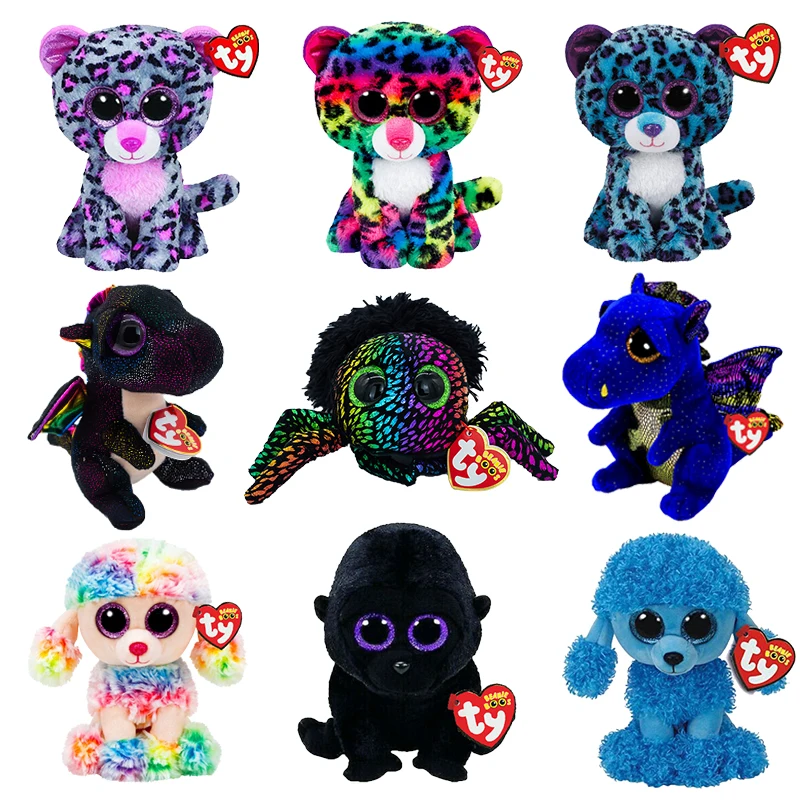 Ty Beanie с большими глазами леопард динозавр паук собака обезьяна серия милая кукла