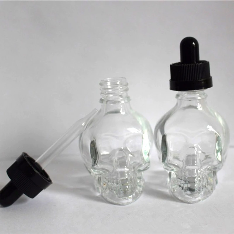 30 мл бутылка в форме Черепа Прозрачная эмалированная форма стеклянная флакон