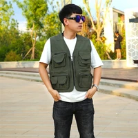 men outdoor funtional vest jackets multipockets removable back mesh waistcoat hiking fishing cycling camping reporter gilet