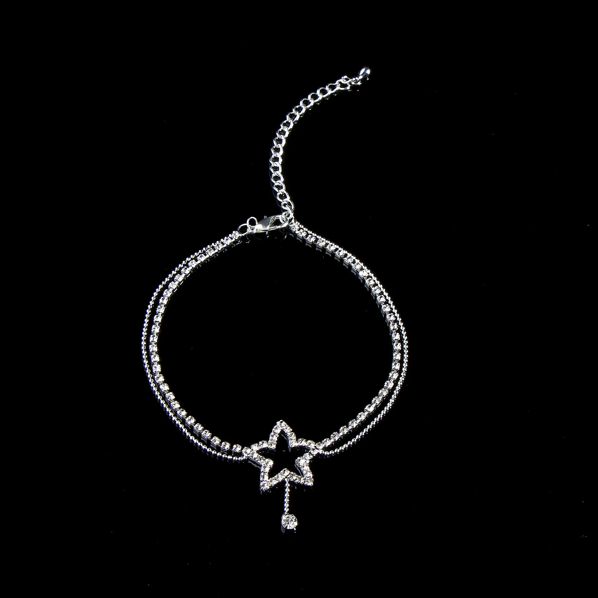 Женский анклет с пятиконечными звездами и кристаллами милый пляжный браслет на