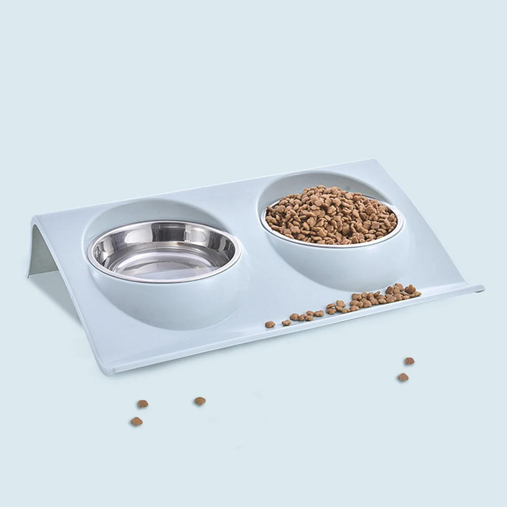 

Pet Double Bowls Food Water Feeder Stainless Steel Cat Food Bowl for Dog Puppy Cats Pets Supplies Feeding Dishes S/M