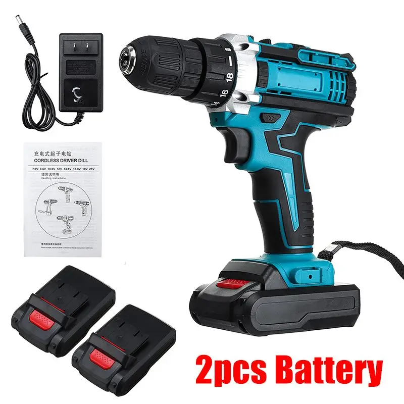 

48V Cordless Drill Dual Speed Electric Screwdriver 18+2 Torque Power Driver With 1/2pcs Rechargeable Lithium-Ion Battery