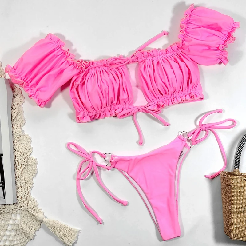 Для женщин Плиссированное Разделение купальные костюмы в европейском и