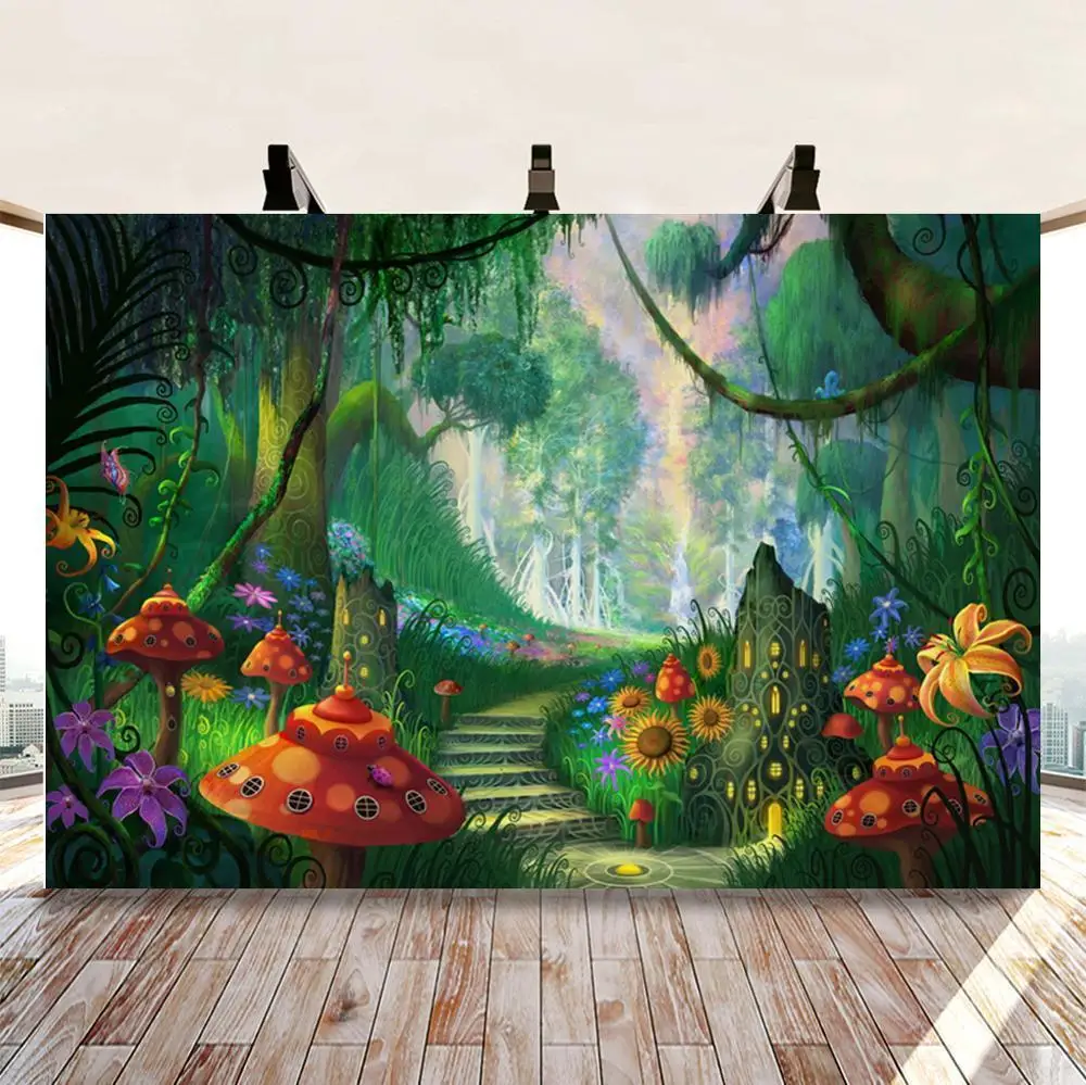 

Backdrop For Photos Fairy Tale Magic Mushroom Forest Vinyl Backdrops For Baby Custom Photographic Backgrounds Photo Shoot