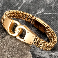 men bracelet gold stainless steel fashion wristband chain punk hand accessories magnetic clasp jewelry wholesale boyfriends gift