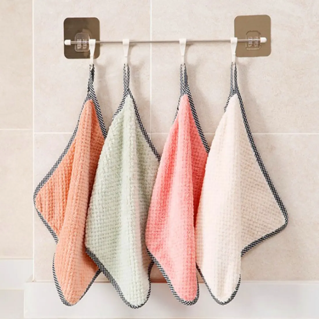 

5pcs Kitchen Double-layer Absorbent Dish Cloth Efficient Non-stick Oil Household Cleaning Wiping Towel Kichen Cleaning Tool