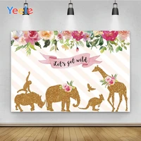 yeele wild party baby shower backdrop props customized elephant giraffe flowers background photocall for children birthday decor