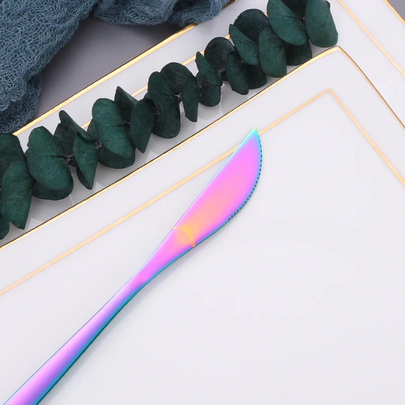 

Tablewellware Stainless Steel Cutlery Set Rainbow Flatware Home Kitchen Fork Spoon Knife Spoon Dinnerware Set Dropshipping