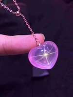 natural pink rose quartz star light pendant necklace 18x14mm for women men heart love mozambique gift crystal jewelry aaaaa