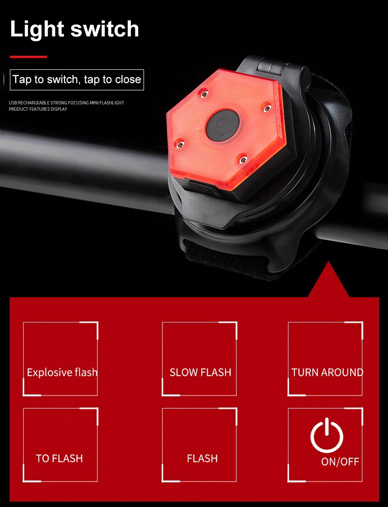 

Lighted Bicycle Reflector Bicycle Rear View Mirror Bike Mirror Wrist Strap Arm Light 360 Swivel Bicycle Accessories