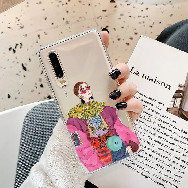 

Women abstract hand drawn Phone Case Transparent for Samsung A71 S9 10 20 HUAWEI p30 40 honor 10i 8x xiaomi note 8 Pro 10t 11