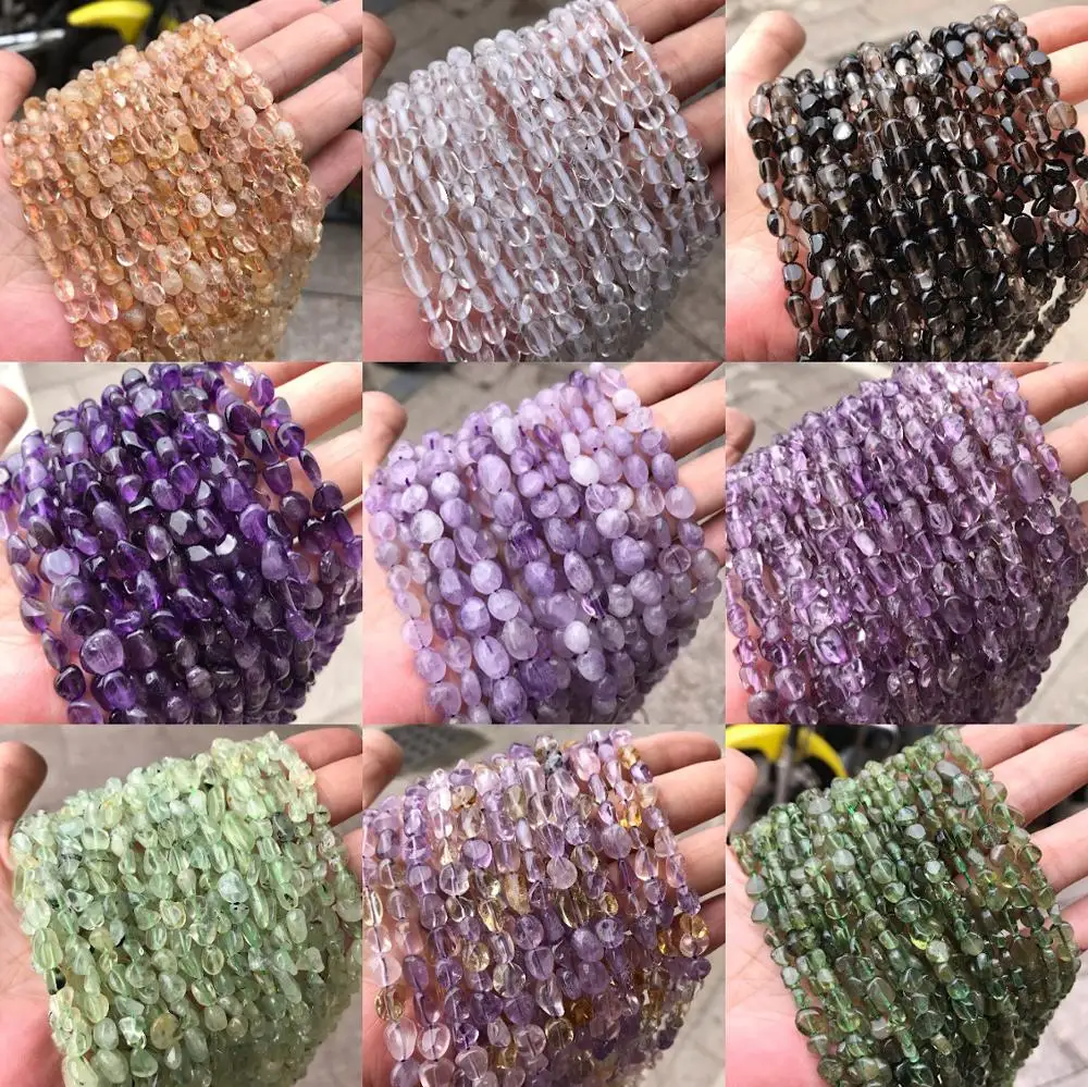 

Natural Irregular Aquamarine Garnet Amethyst Quartz Crystal Stone Beads Loose Perle for jewelry making bracelet needlework