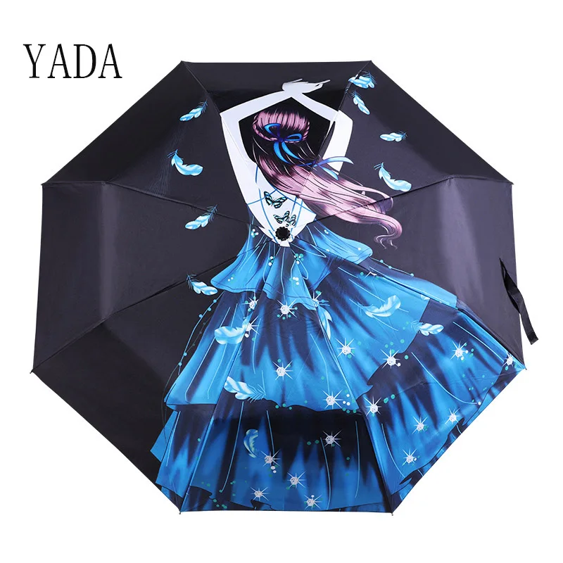 

YADA Fashion Butterfly Girl Automatic Umbrella Clear Folding Cartoon Cat Umbrellas For Women Rain Anime Rain Umbrella YD200047
