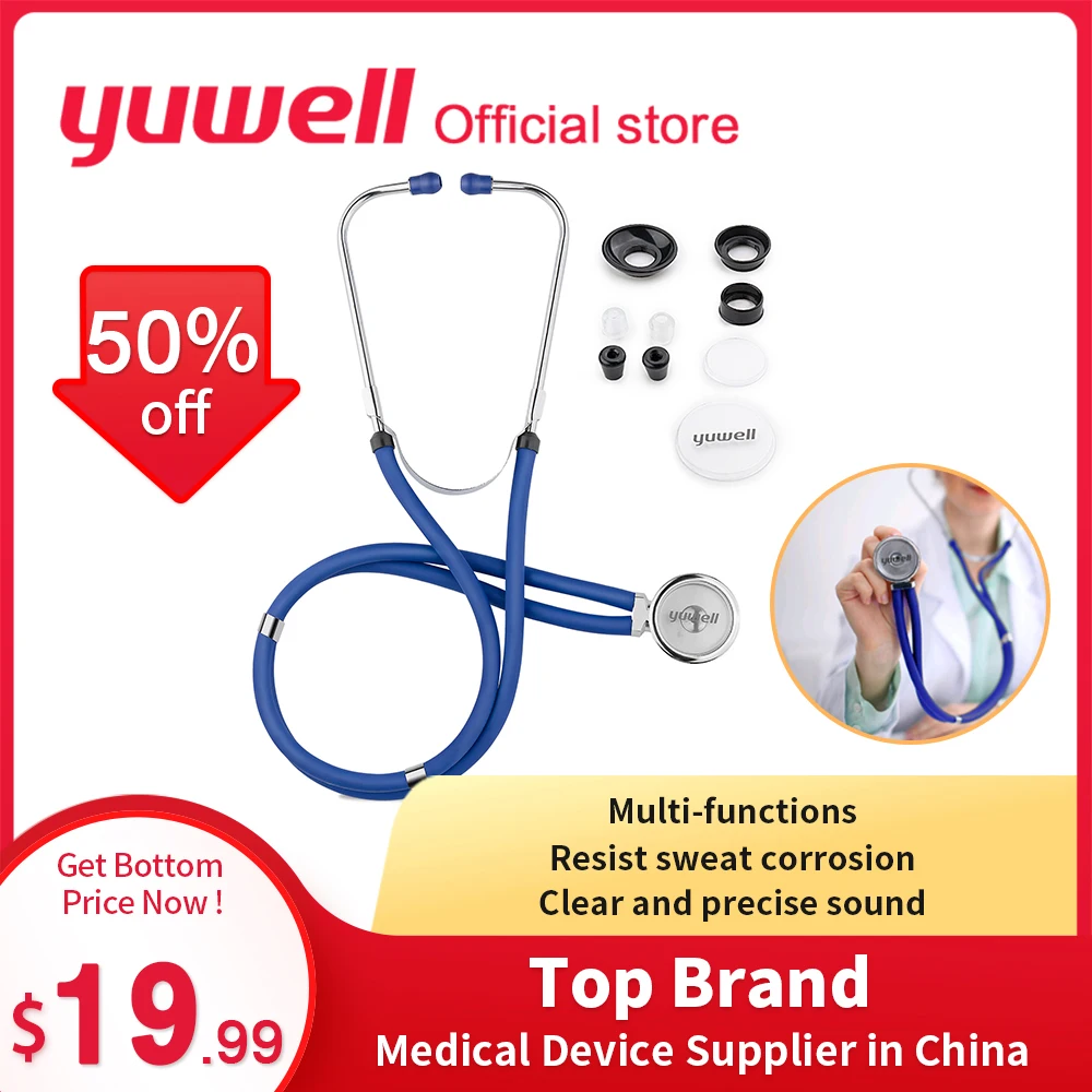 Профессиональный стетоскоп Yuwell, многофункциональный головной кардиологический ритм легких, медицинское устройство, сердечный ритм плода, медицинский монитор