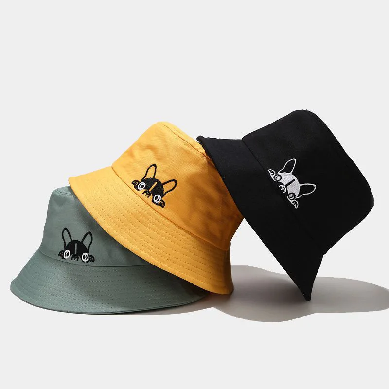 

Casual Sun Hat Cartoon Cute Carton Bucket Hat Men Women Dog Bob Hip Hop Cap Summer Panama Sad Boys Fold Fishing Hat Hiking Hat