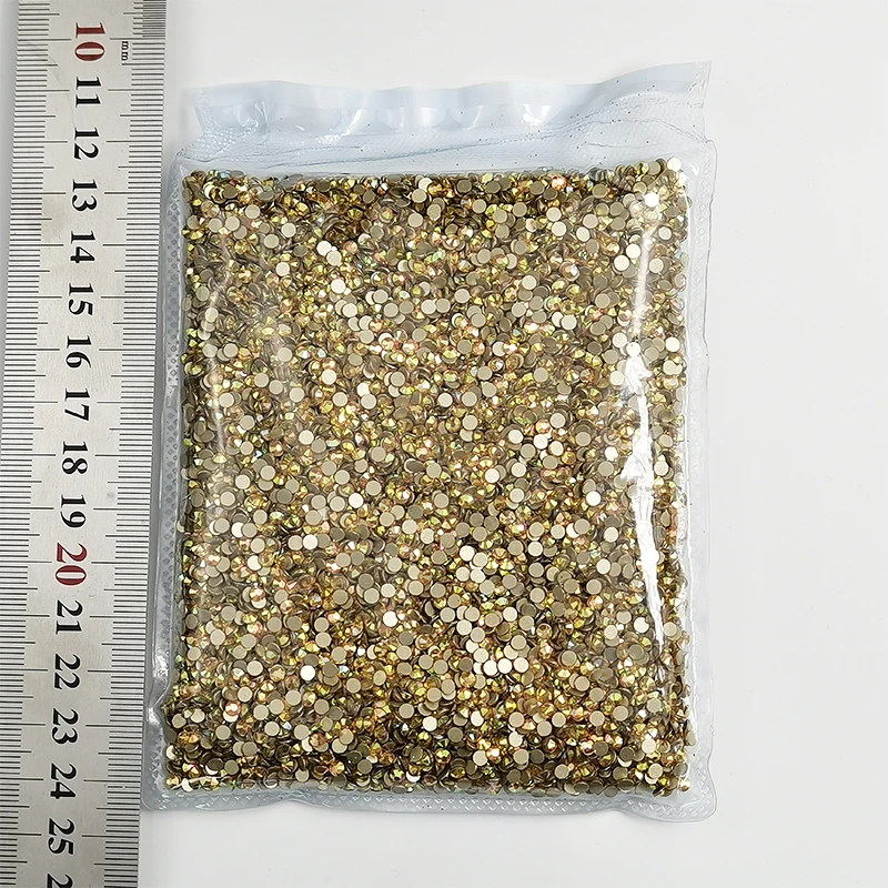 

14400Pcs in Bulk Package Wholesale Flatback Metal Sunlight Non Hotfix Nail Rhinestones SS3-SS20 for Nail Decorations