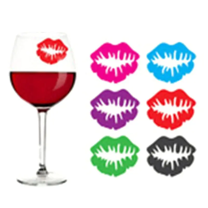 12 шт. с принтами бороды и губ Смешанные Силиконовые Стеклянные маркеры бокал для