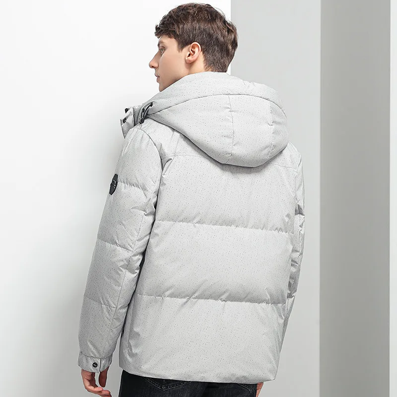Men's White Duck Down Jacket Fashion Warm Hooded Thick Stand Collar Jacket Coat Male Casual High Quality New Winter Down Coat