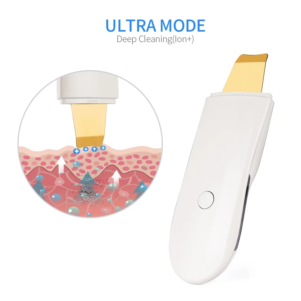 golden 24khz ultrasonic skin scrubber with nano mist moisturizing pore deep cleaning device facial peeling exfoliating machine free global shipping
