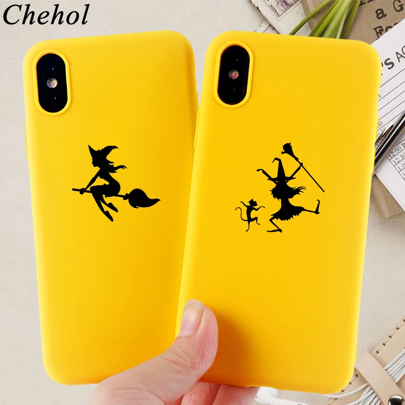 Модные чехлы для телефонов IPhone 11 8 7 6s Plus Pro X XS MAX XR чехол Хэллоуина колдунья мягкие