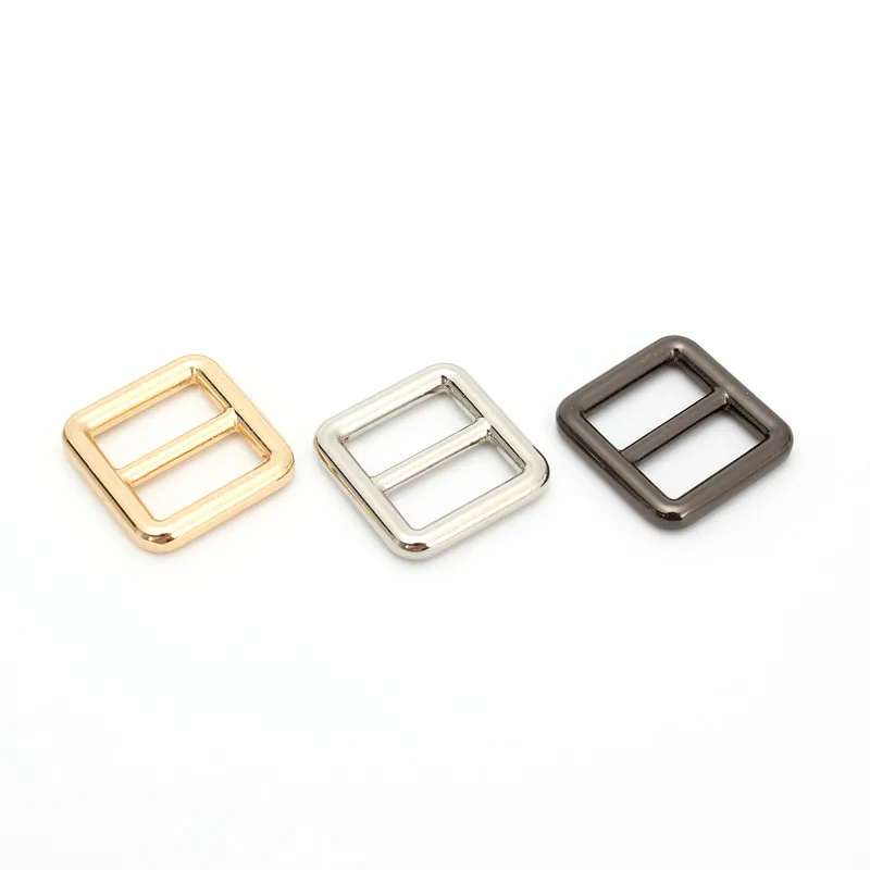 

10pcs Alloy 15mm Tri-glide butttond buckles Light Gold Webbing Slider For Backpack Straps Loop Ring Leather Craft Repair DIY