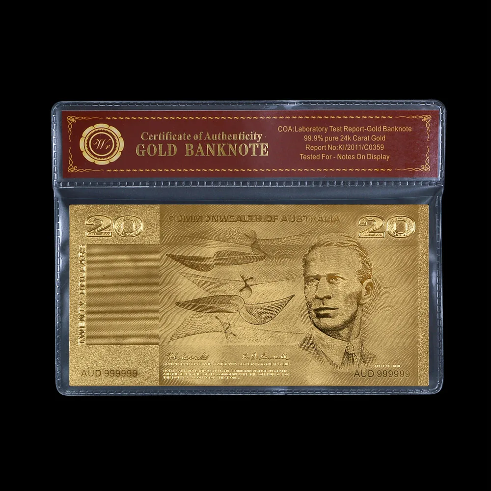 Поддельные деньги WR золотые 20 долларов австралийские банкноты с пвх рамкой