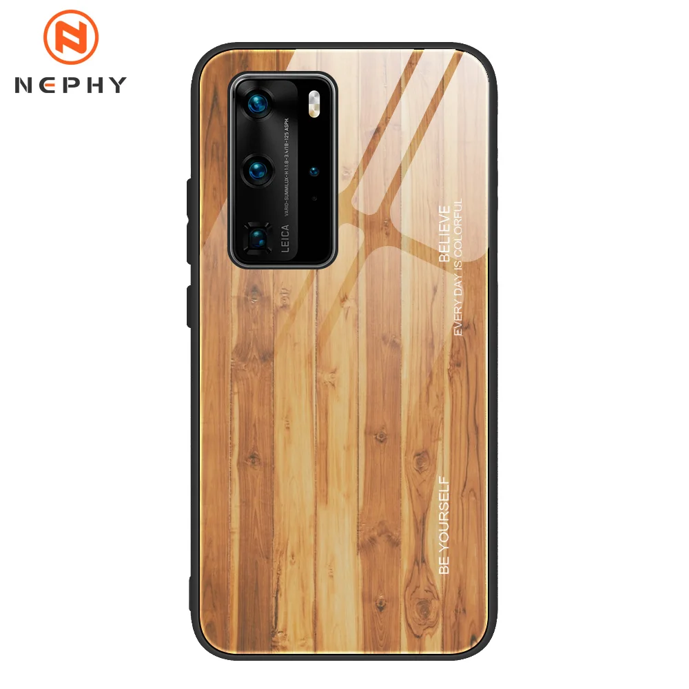 Роскошный деревянный корпус из закаленного стекла для Huawei P20 P30 P40 Lite Mate 30 Pro Honor 10 20