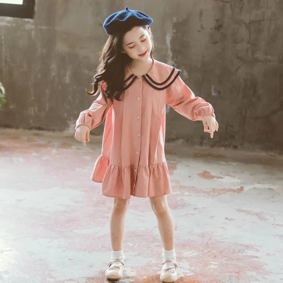 Платье для девочек платья в стиле пэчворк Двухслойное школьное платье детский