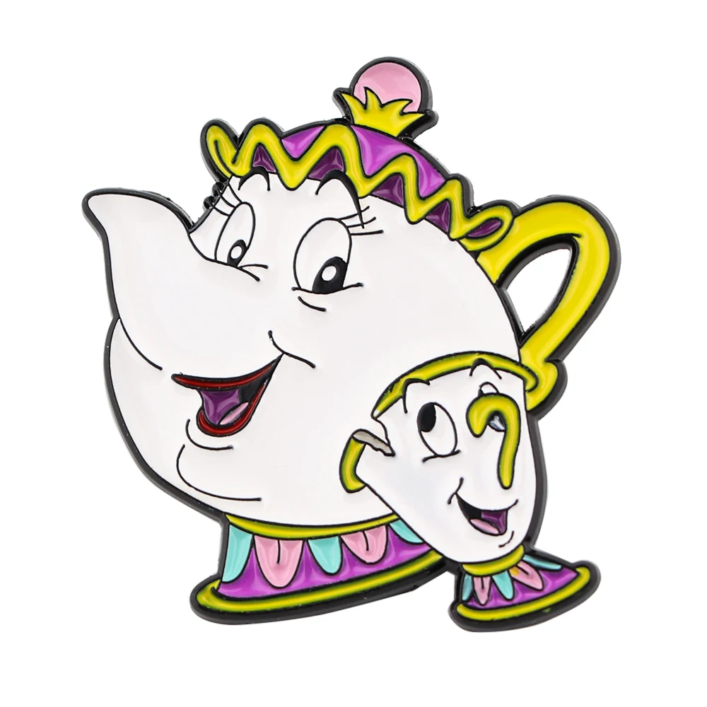 Милые аниме значки LT1321 Красавица и чудовище эмалированная Брошь-булавка манга