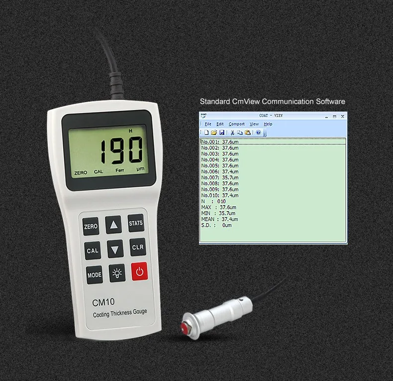 

Portable paint thickness detector magnetic and eddy current paint coating thickness gauge