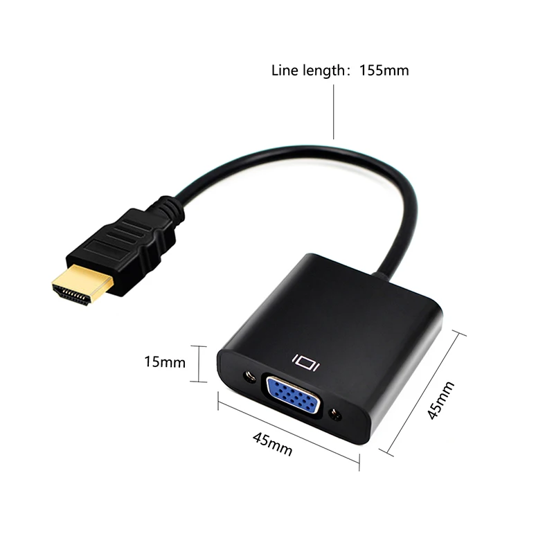 Кабель-адаптер HDMI-VGA с портом аудио и питания аналоговый цифровой конвертер