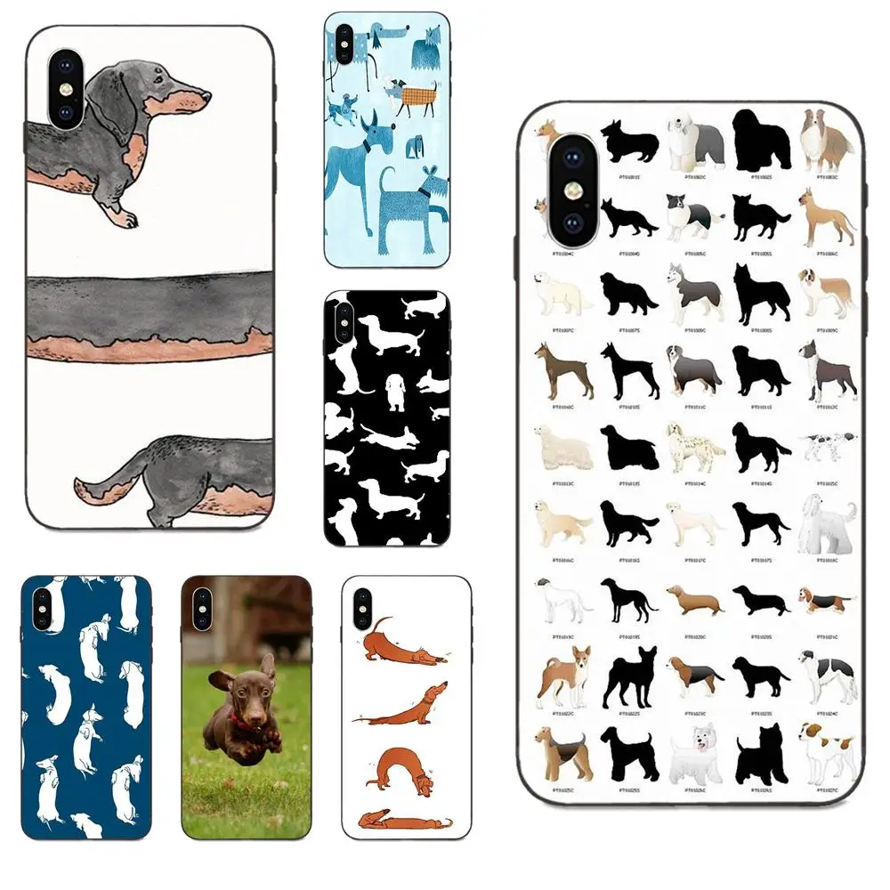 For Xiaomi Redmi Note 3 3S 4 4A 4X 5 5A 6 6A 7 7A K20 Plus Pro S2 Y2 Y3 Soft TPU Mobile Pouch Dachshund Silhouette Dog |