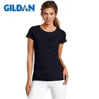 Футболка GILDAN Женская Базовая в стиле оверсайз, 100% хлопок, повседневный эластичный Топ с коротким рукавом, простая, на лето