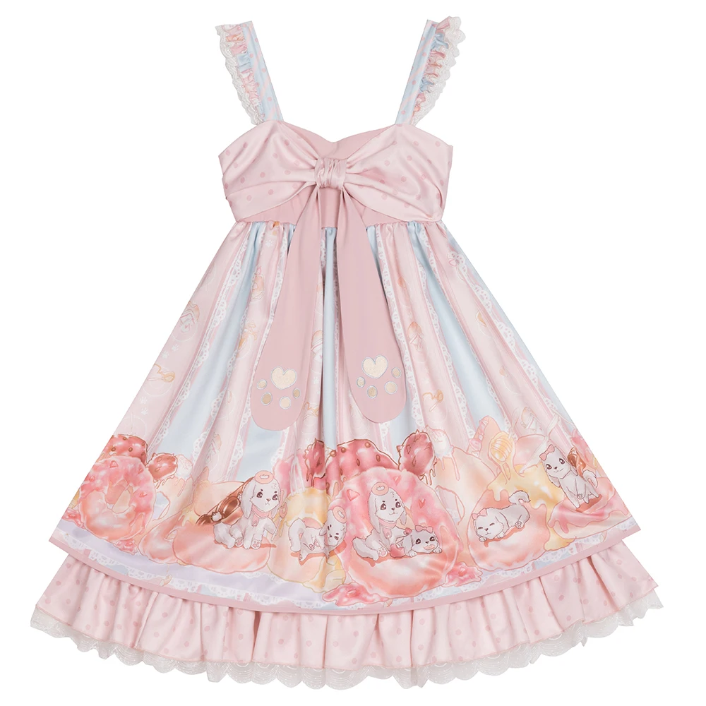 

Melonshow Japanese Sweet Lolita Dress Plus Size Cute Dog Print Kawaii JSK Princess Tea Party Dress Victorian Fairy Skirt Girls