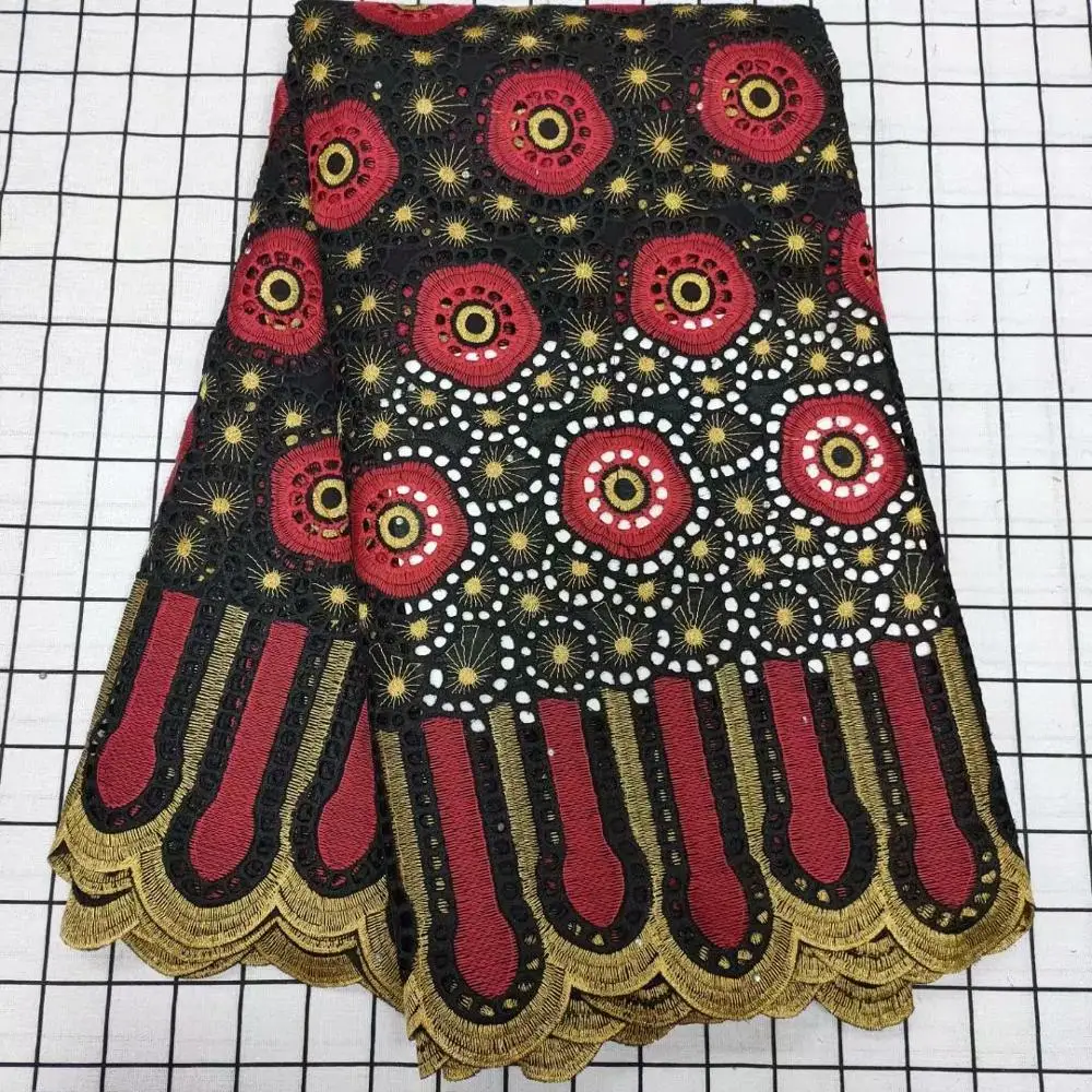 

High Quality African Nigerian Tulle Lace Fabric 100% Cotton Fabric 2.5Yards Lace Fabric Swiss Voile Lace For Wedding Dress