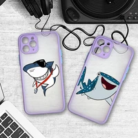 cute shark phone case colorful bumper shockproof trasparent for iphone 11 pro max 12 mini xr x xs 8 7 plus purple cover
