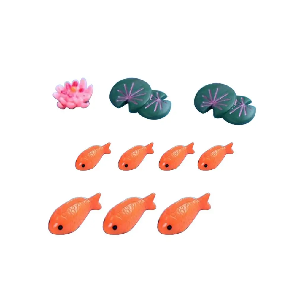 10 штук миниатюрных полимерных рыбок листья лотоса лотос пруд бонсай миниатюрное