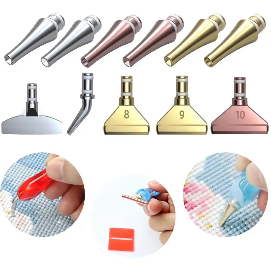 

New 3/13 PCS 3 Colors Diamond Painting Tool Metal Point Drill Pen Head Diamond Replacement Metal Multi Placer Tip Accessories